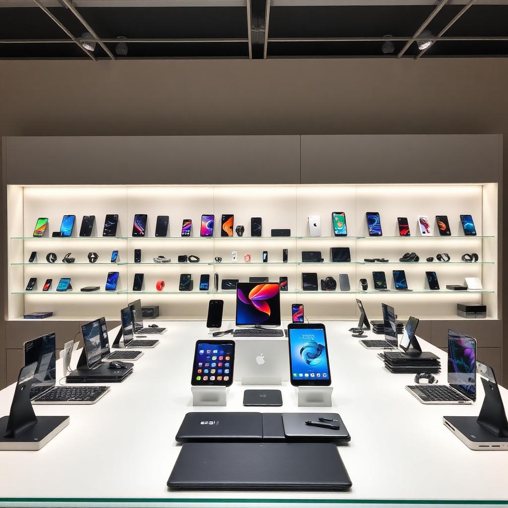 Vitrine de smartphones, tablets, notebooks e acessórios